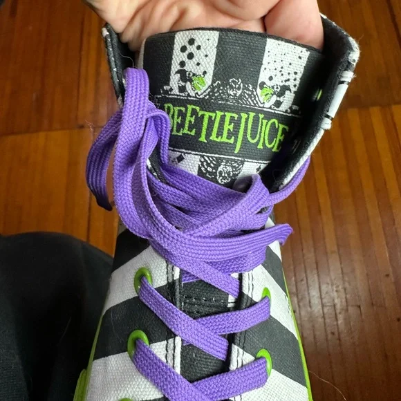 BEETLEJUICE sneakers shoes black and white sandworm striped stripe Tim Burton - Picture 12 of 16